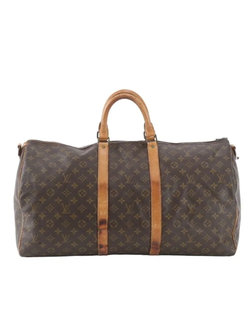 Louis Vuitton Monogram Keepall 55 Leather Boston Bag Tote Carry
